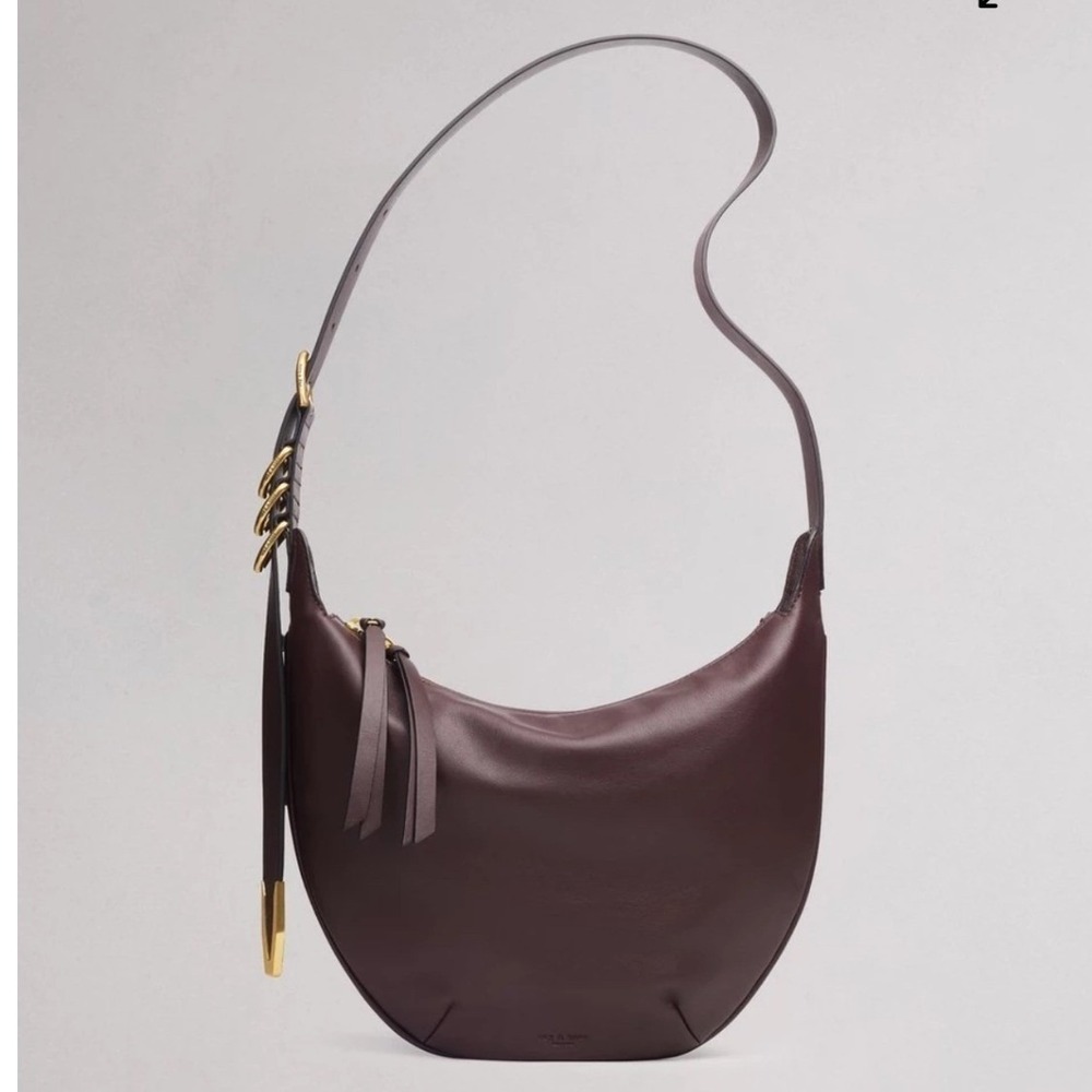 Rag Bone Crossbody Bag Brown Leather Med Spire Minimalist Crescent Clean Girl - Picture 2 of 13